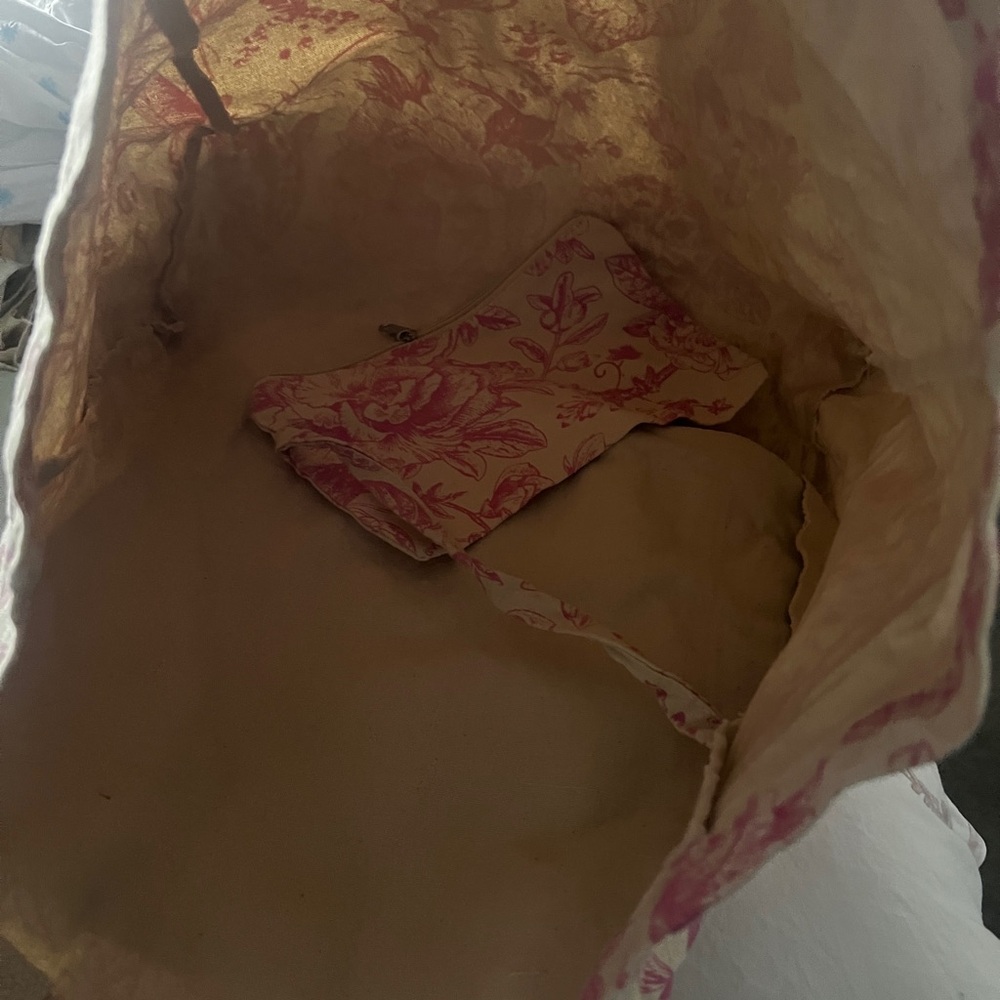 Floral Canvas Tote Bag in Pink and Cream - Picture 7 of 8